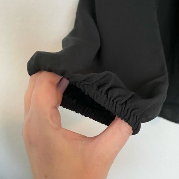 J.Crew Puff-sleeve satin-back crepe top Black‎ LT Large Tall NWT - Picture 7 of 9